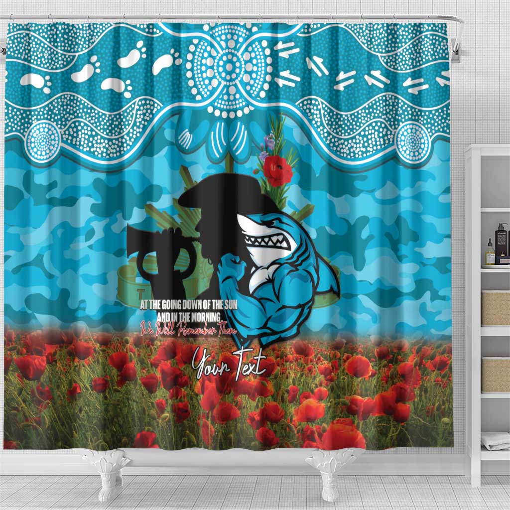Personalised Sharks Rugby ANZAC Day Shower Curtain Last Post Poppy We Will Remember Them