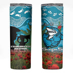 Personalised Sharks Rugby ANZAC Day Skinny Tumbler Last Post Poppy We Will Remember Them