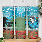 Personalised Sharks Rugby ANZAC Day Skinny Tumbler Last Post Poppy We Will Remember Them