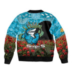 Personalised Sharks Rugby ANZAC Day Sleeve Zip Bomber Jacket Last Post Poppy We Will Remember Them