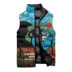Personalised Sharks Rugby ANZAC Day Sleeveless Puffer Jacket Last Post Poppy We Will Remember Them