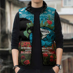 Personalised Sharks Rugby ANZAC Day Sleeveless Puffer Jacket Last Post Poppy We Will Remember Them