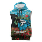 Personalised Sharks Rugby ANZAC Day Sleeveless Zip Hoodie Last Post Poppy We Will Remember Them