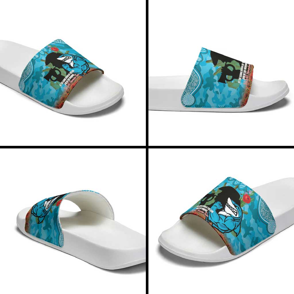 Personalised Sharks Rugby ANZAC Day Slide Sandals Last Post Poppy We Will Remember Them