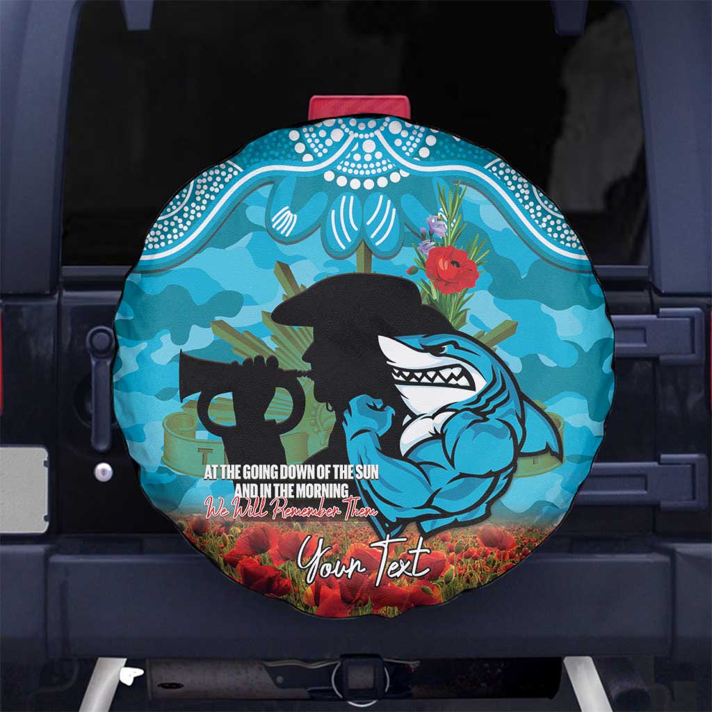 Personalised Sharks Rugby ANZAC Day Spare Tire Cover Last Post Poppy We Will Remember Them