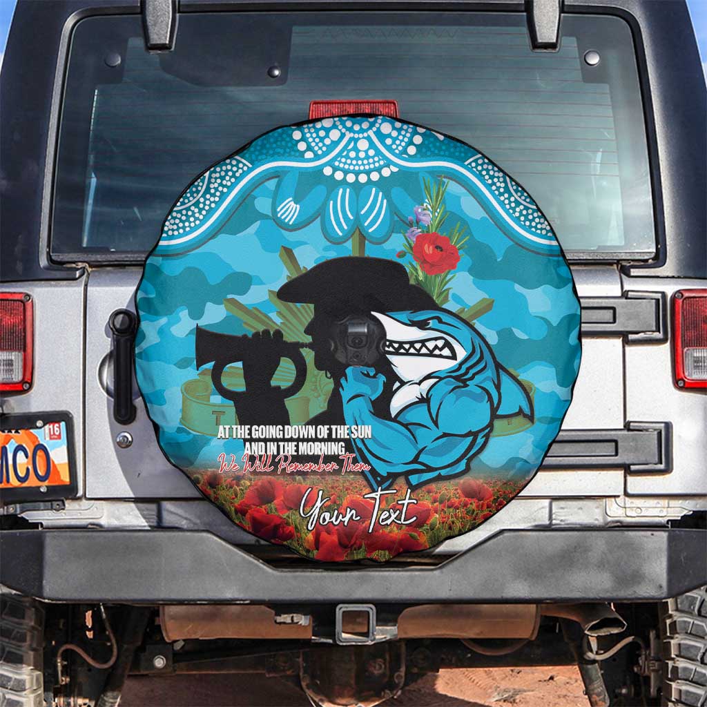 Personalised Sharks Rugby ANZAC Day Spare Tire Cover Last Post Poppy We Will Remember Them
