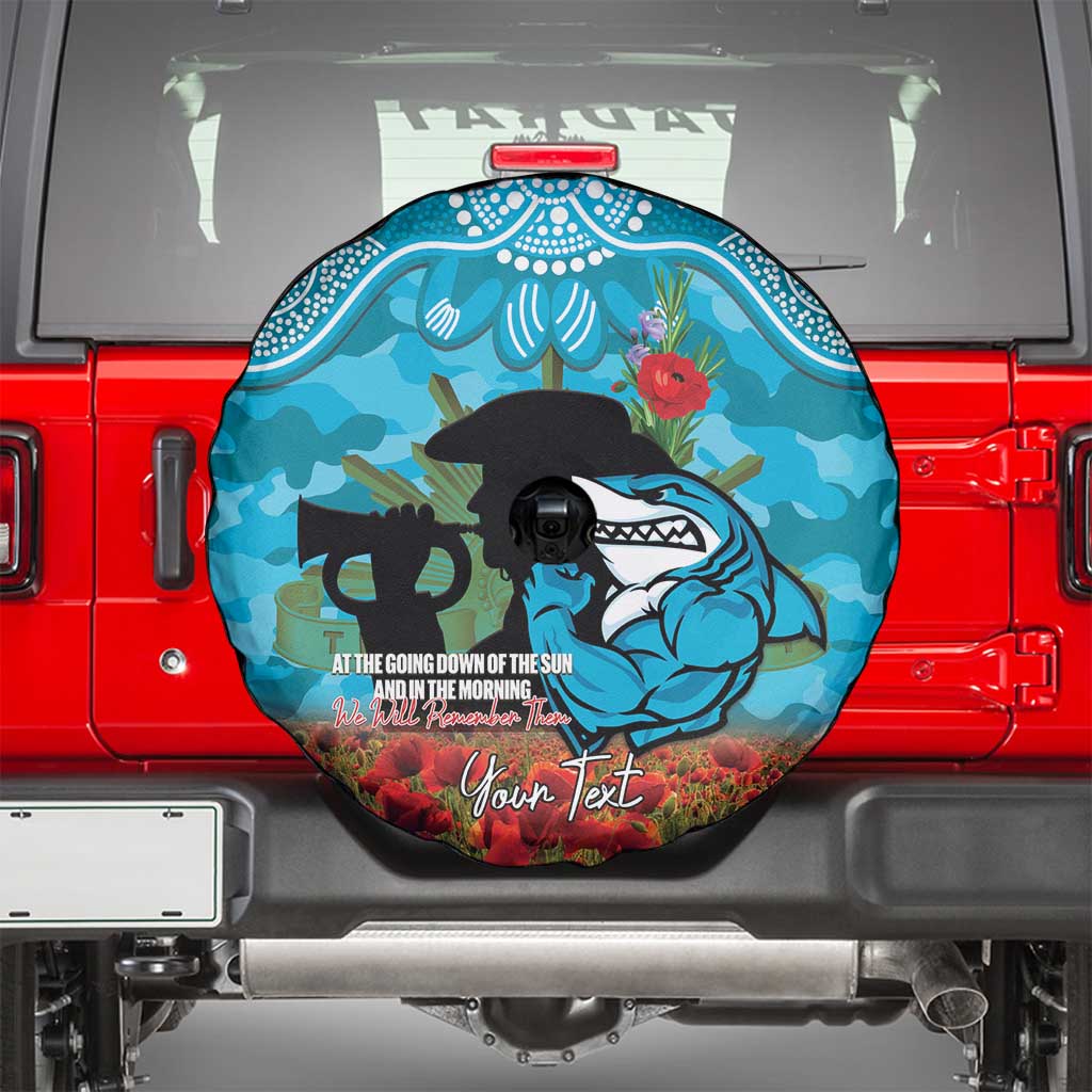 Personalised Sharks Rugby ANZAC Day Spare Tire Cover Last Post Poppy We Will Remember Them
