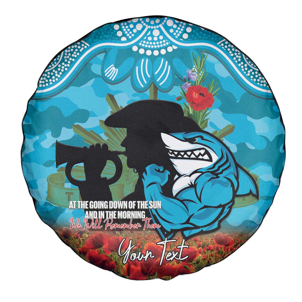 Personalised Sharks Rugby ANZAC Day Spare Tire Cover Last Post Poppy We Will Remember Them