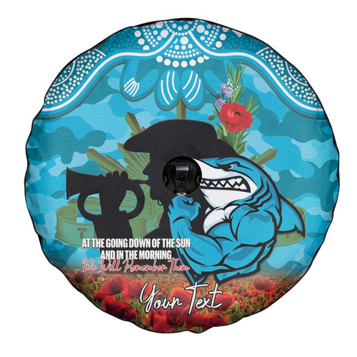 Personalised Sharks Rugby ANZAC Day Spare Tire Cover Last Post Poppy We Will Remember Them