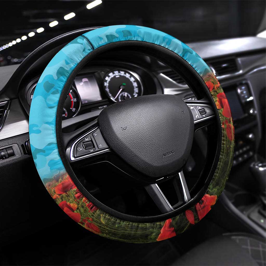 Sharks Rugby ANZAC Day Steering Wheel Cover Last Post Poppy We Will Remember Them