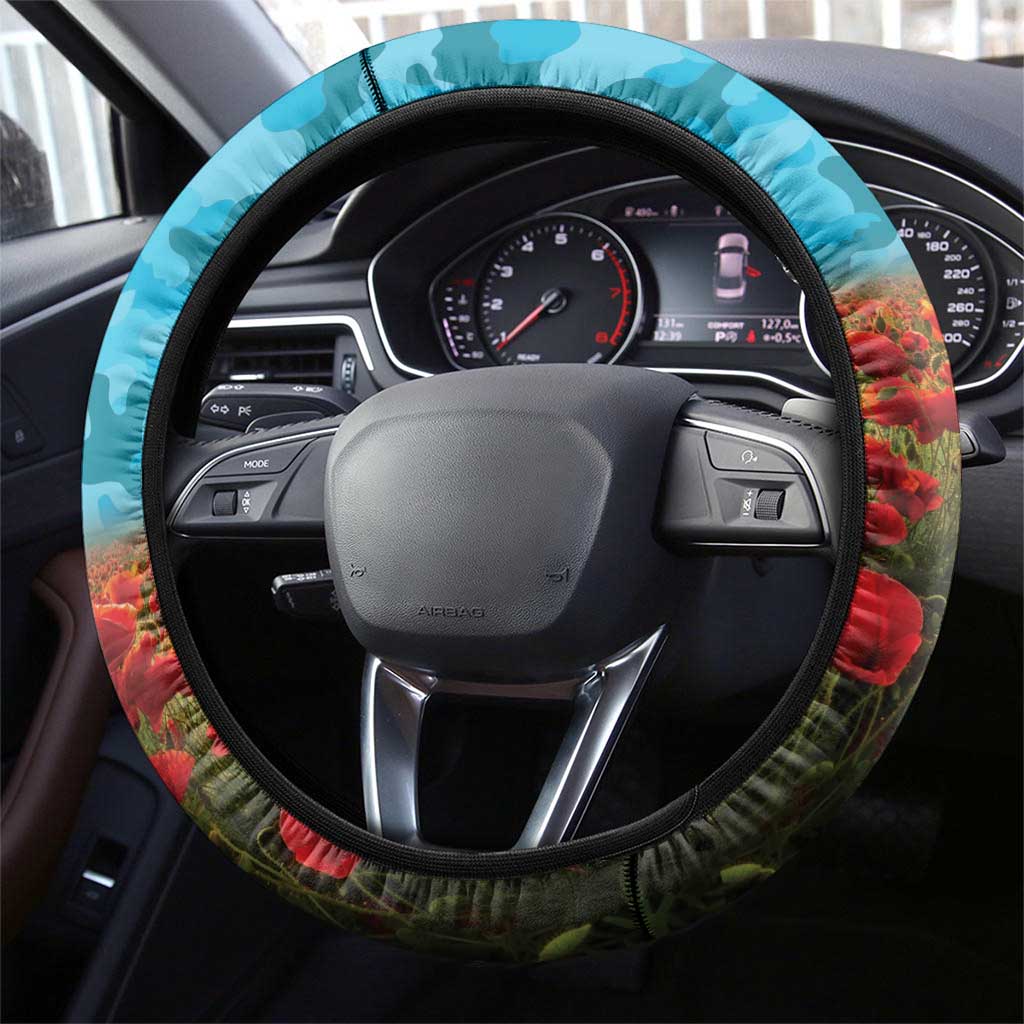 Sharks Rugby ANZAC Day Steering Wheel Cover Last Post Poppy We Will Remember Them