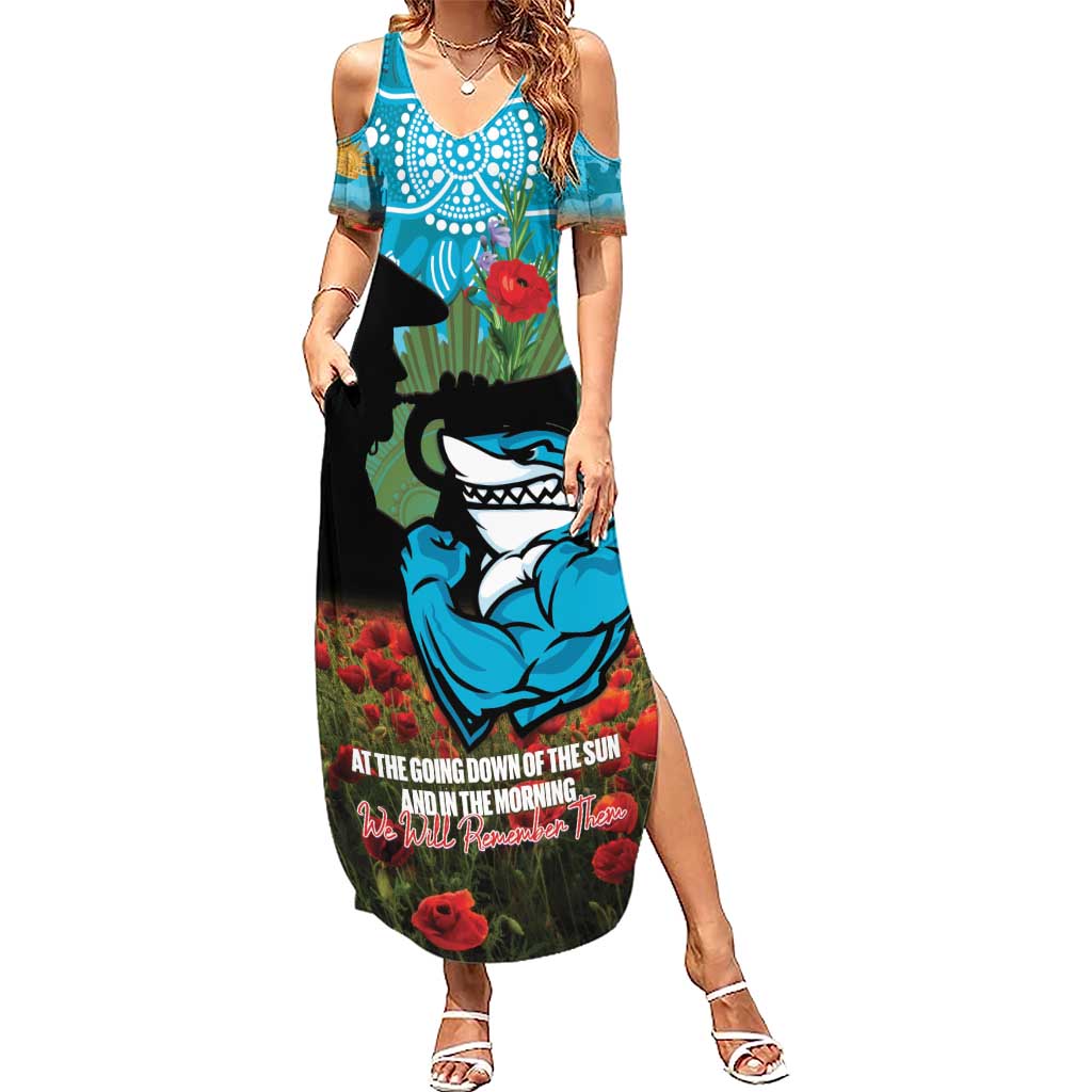 Personalised Sharks Rugby ANZAC Day Summer Maxi Dress Last Post Poppy We Will Remember Them
