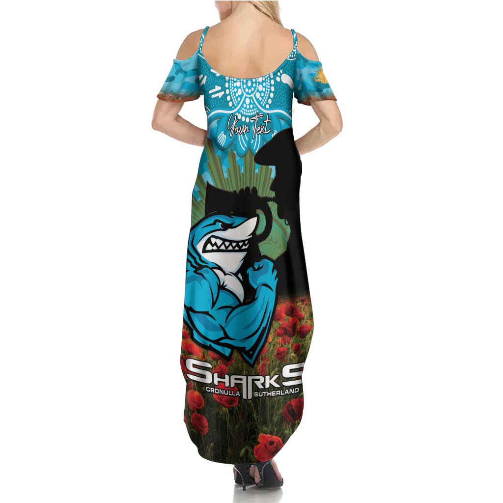 Personalised Sharks Rugby ANZAC Day Summer Maxi Dress Last Post Poppy We Will Remember Them