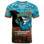 Personalised Sharks Rugby ANZAC Day T Shirt Last Post Poppy We Will Remember Them