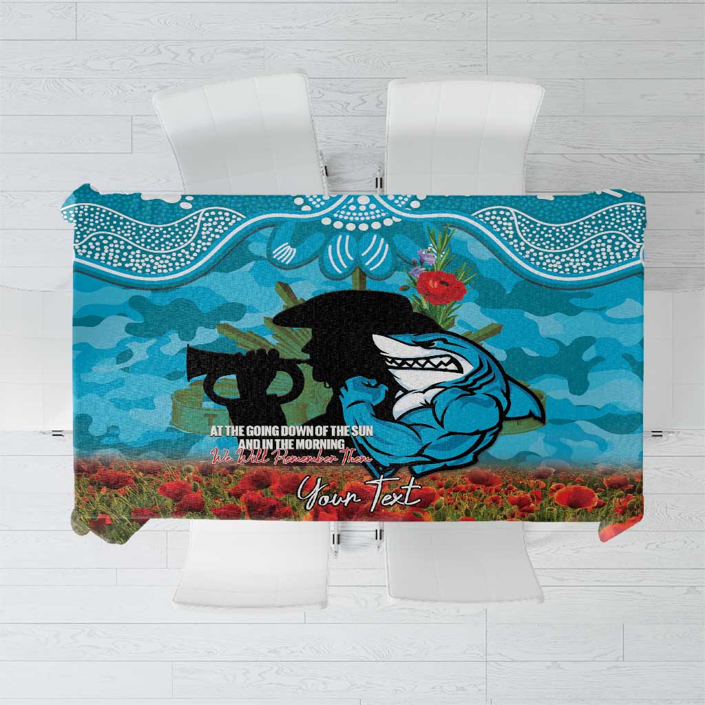 Personalised Sharks Rugby ANZAC Day Tablecloth Last Post Poppy We Will Remember Them