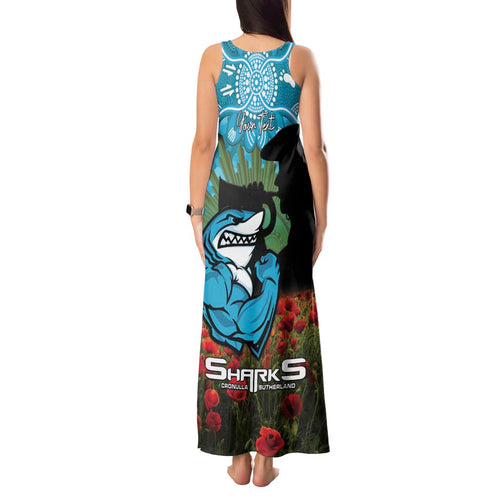 Personalised Sharks Rugby ANZAC Day Tank Maxi Dress Last Post Poppy We Will Remember Them