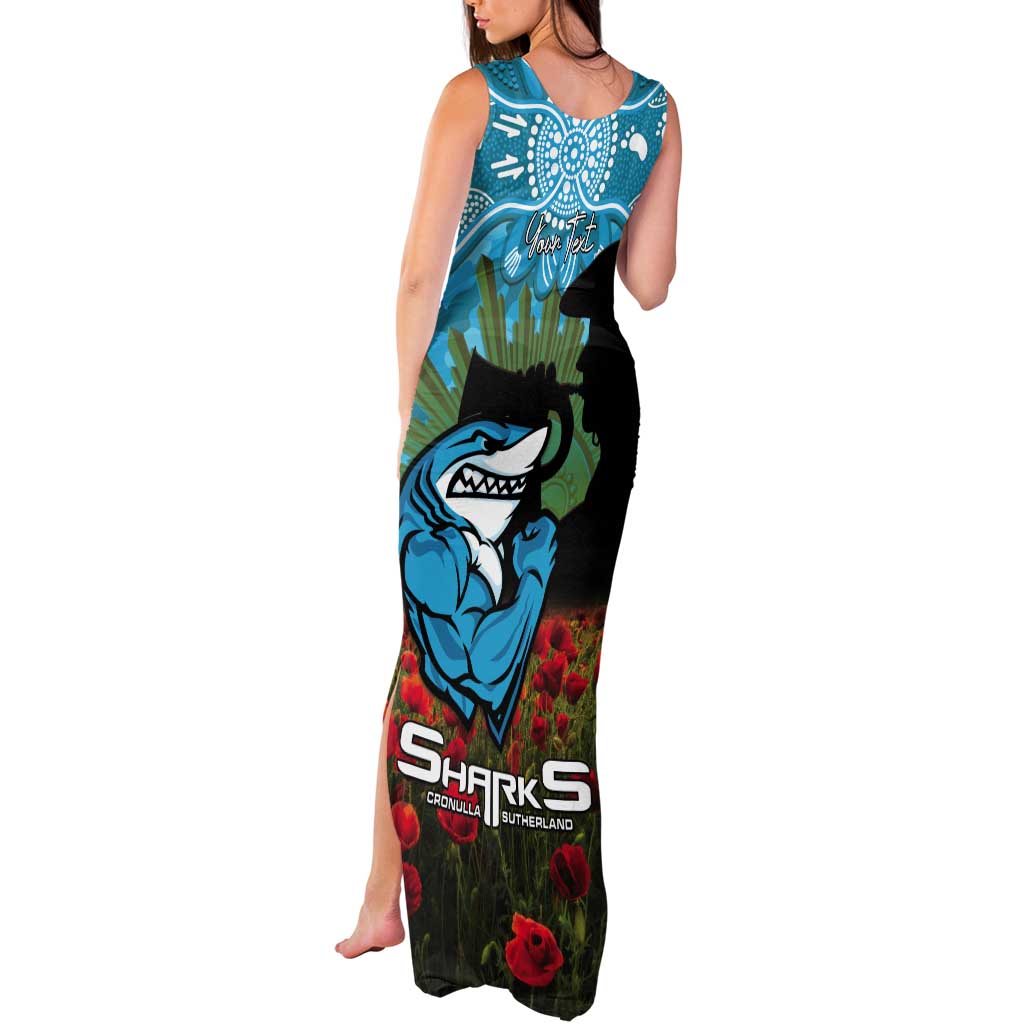 Personalised Sharks Rugby ANZAC Day Tank Maxi Dress Last Post Poppy We Will Remember Them