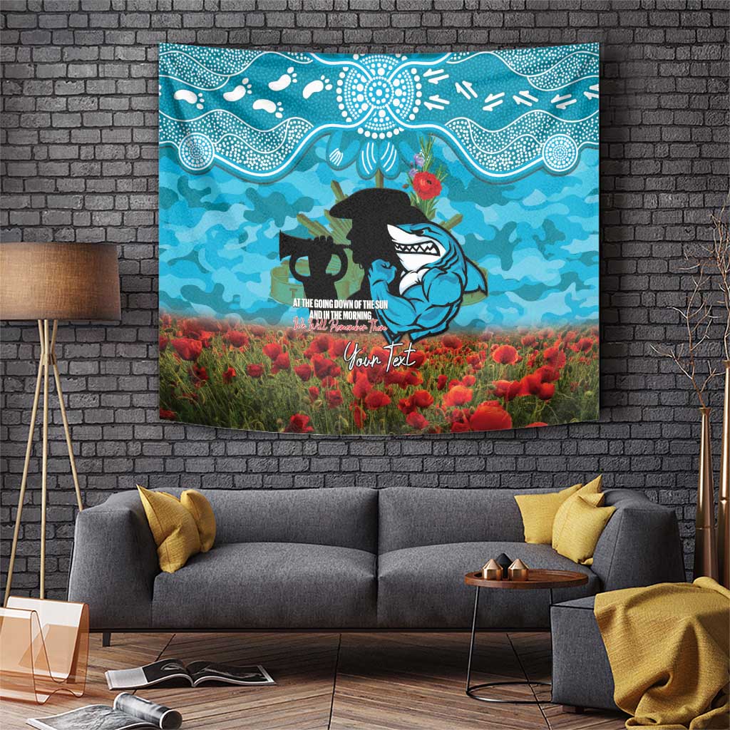 Personalised Sharks Rugby ANZAC Day Tapestry Last Post Poppy We Will Remember Them