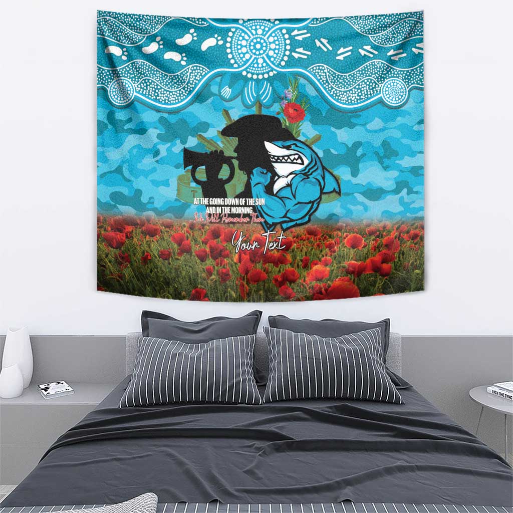 Personalised Sharks Rugby ANZAC Day Tapestry Last Post Poppy We Will Remember Them