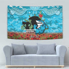 Personalised Sharks Rugby ANZAC Day Tapestry Last Post Poppy We Will Remember Them