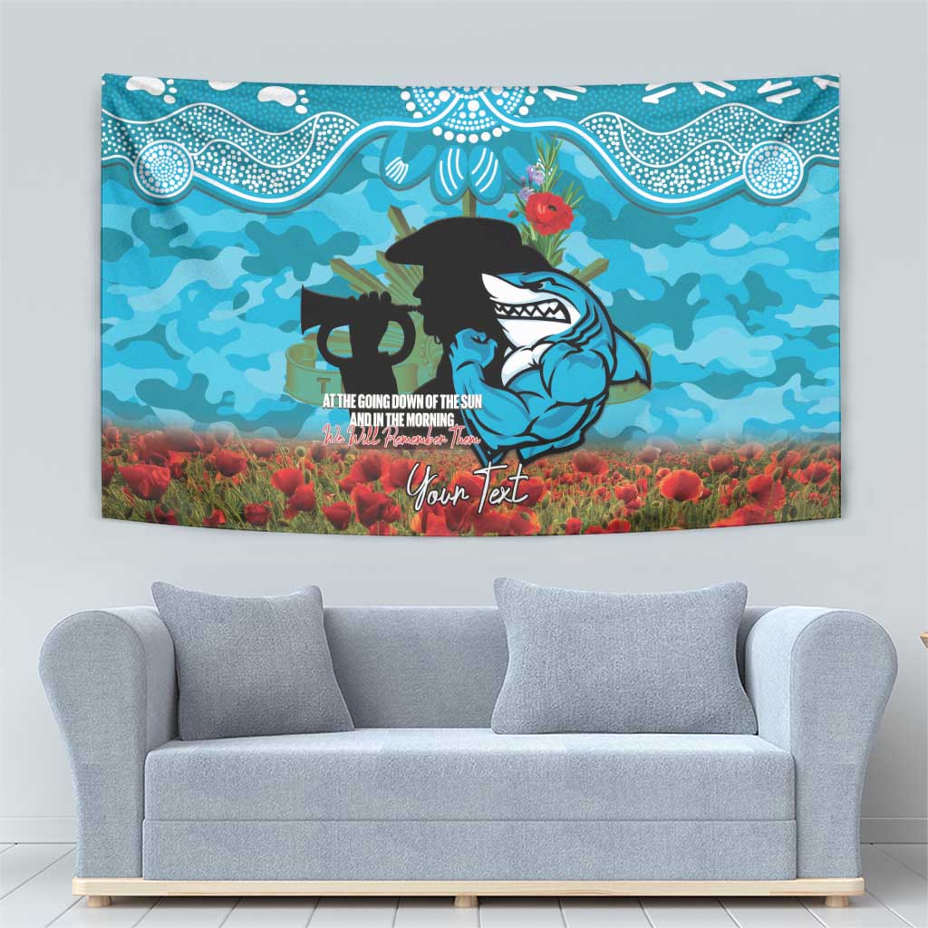 Personalised Sharks Rugby ANZAC Day Tapestry Last Post Poppy We Will Remember Them