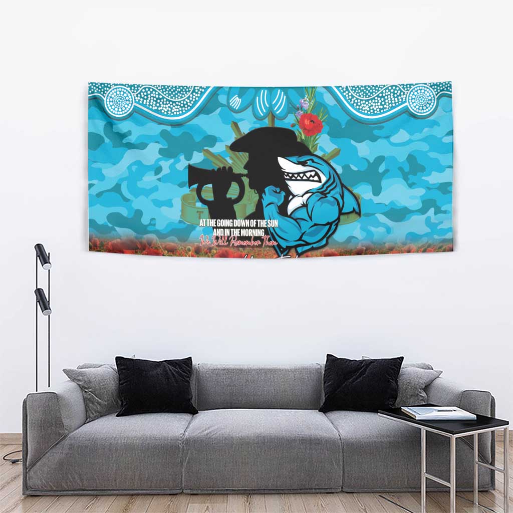 Personalised Sharks Rugby ANZAC Day Tapestry Last Post Poppy We Will Remember Them