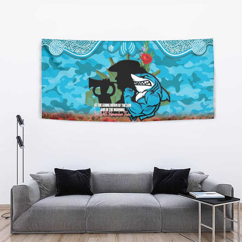 Personalised Sharks Rugby ANZAC Day Tapestry Last Post Poppy We Will Remember Them