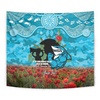 Personalised Sharks Rugby ANZAC Day Tapestry Last Post Poppy We Will Remember Them