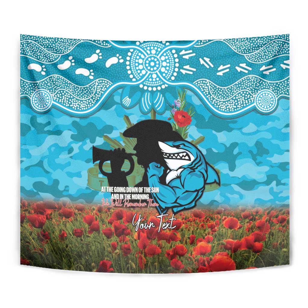Personalised Sharks Rugby ANZAC Day Tapestry Last Post Poppy We Will Remember Them