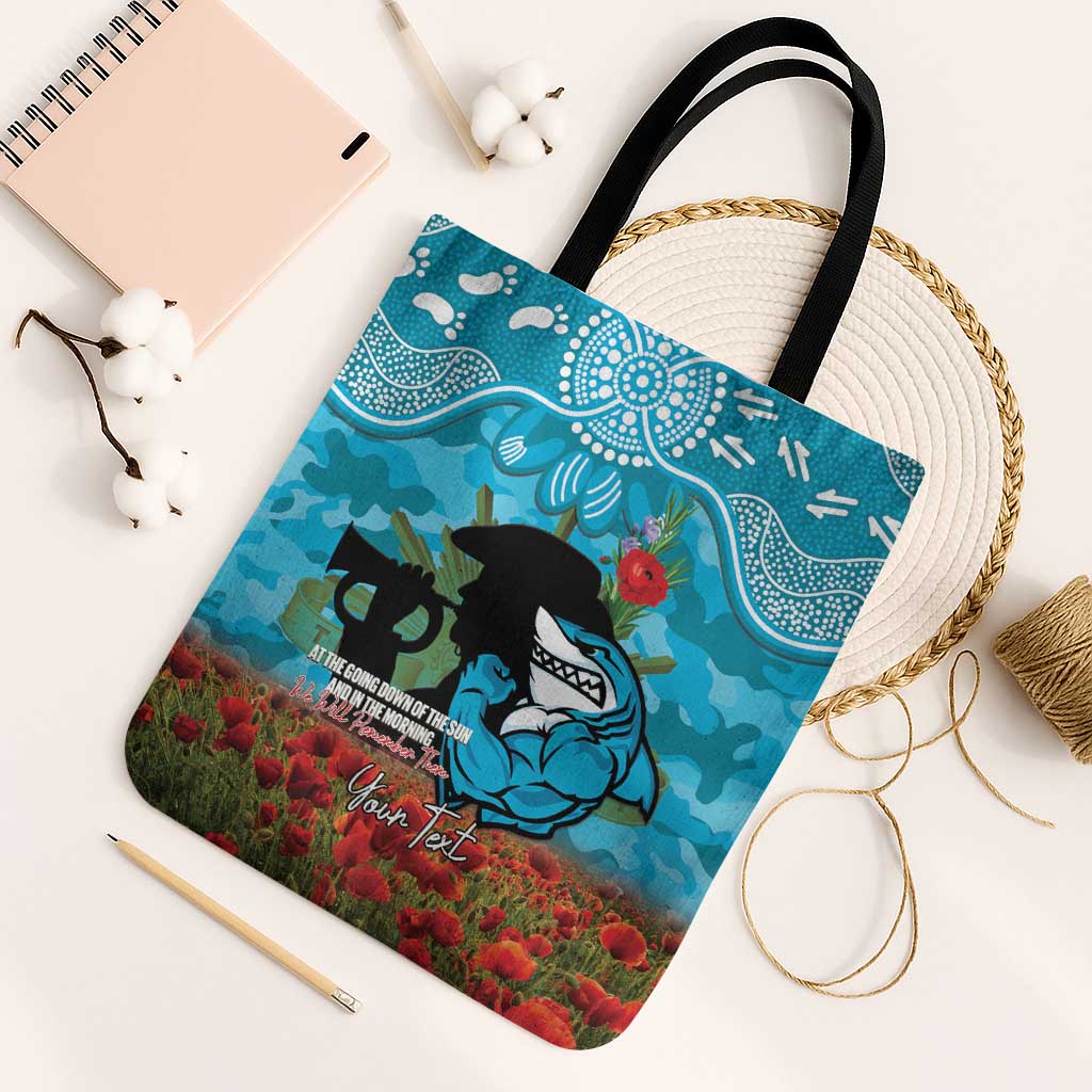 Personalised Sharks Rugby ANZAC Day Tote Bag Last Post Poppy We Will Remember Them