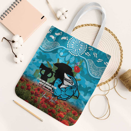 Personalised Sharks Rugby ANZAC Day Tote Bag Last Post Poppy We Will Remember Them