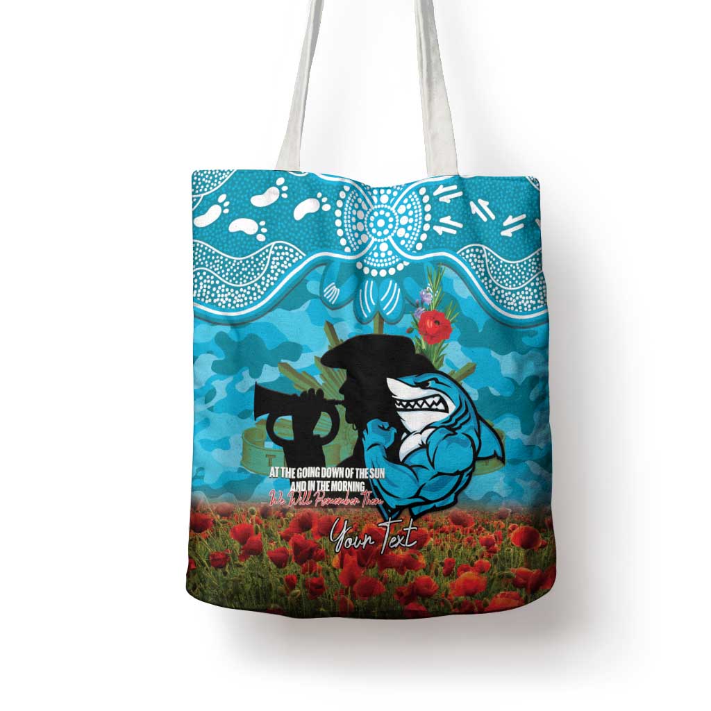 Personalised Sharks Rugby ANZAC Day Tote Bag Last Post Poppy We Will Remember Them
