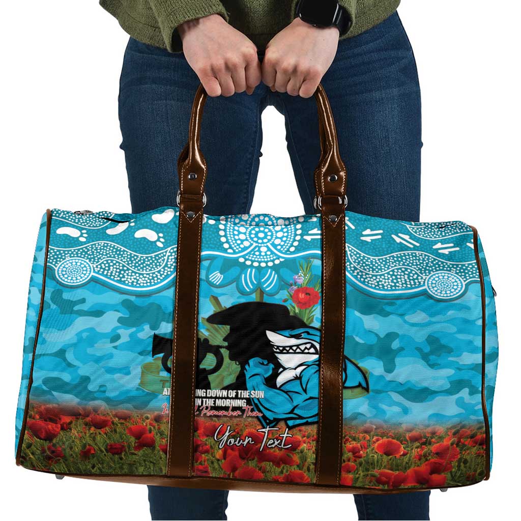 Personalised Sharks Rugby ANZAC Day Travel Bag Last Post Poppy We Will Remember Them