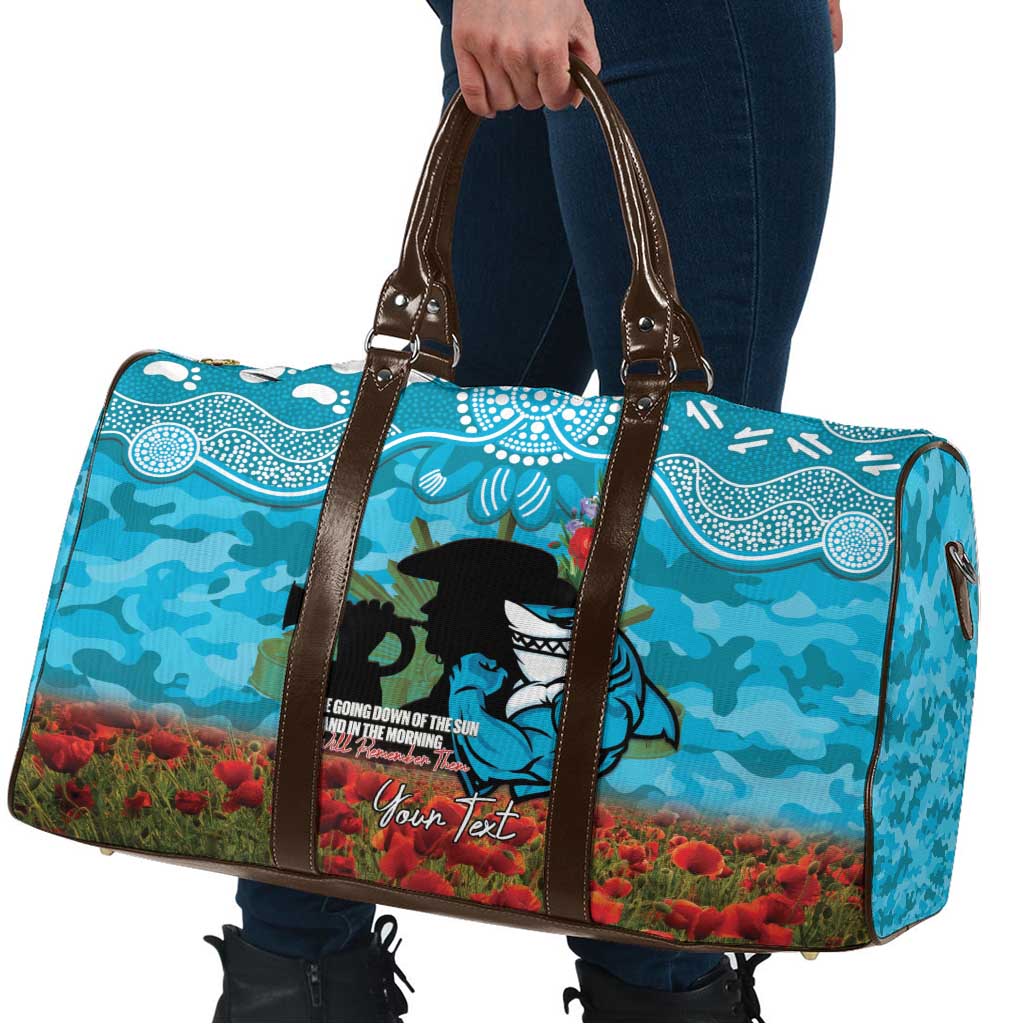 Personalised Sharks Rugby ANZAC Day Travel Bag Last Post Poppy We Will Remember Them