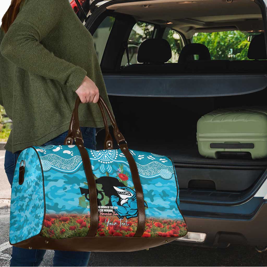 Personalised Sharks Rugby ANZAC Day Travel Bag Last Post Poppy We Will Remember Them
