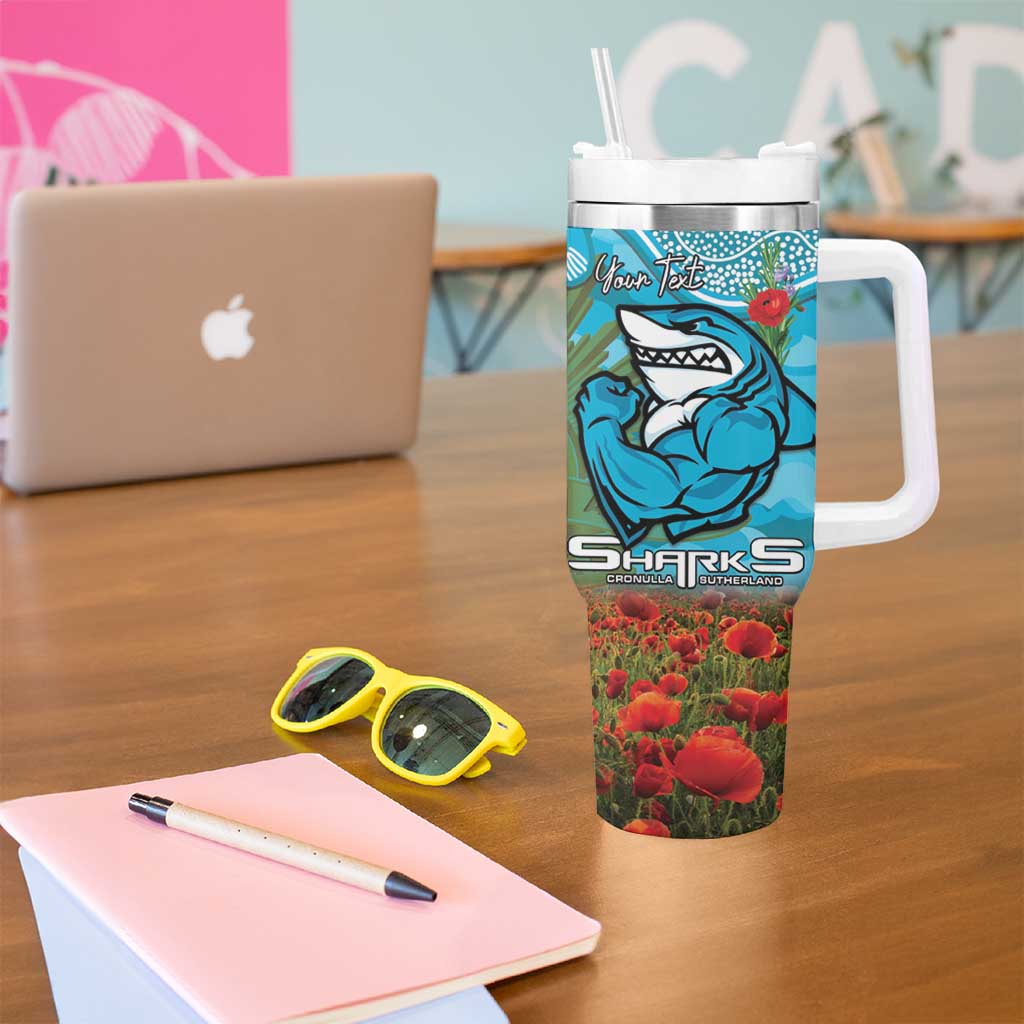 Personalised Sharks Rugby ANZAC Day Tumbler With Handle Last Post Poppy We Will Remember Them