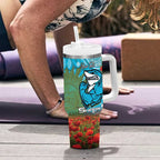 Personalised Sharks Rugby ANZAC Day Tumbler With Handle Last Post Poppy We Will Remember Them