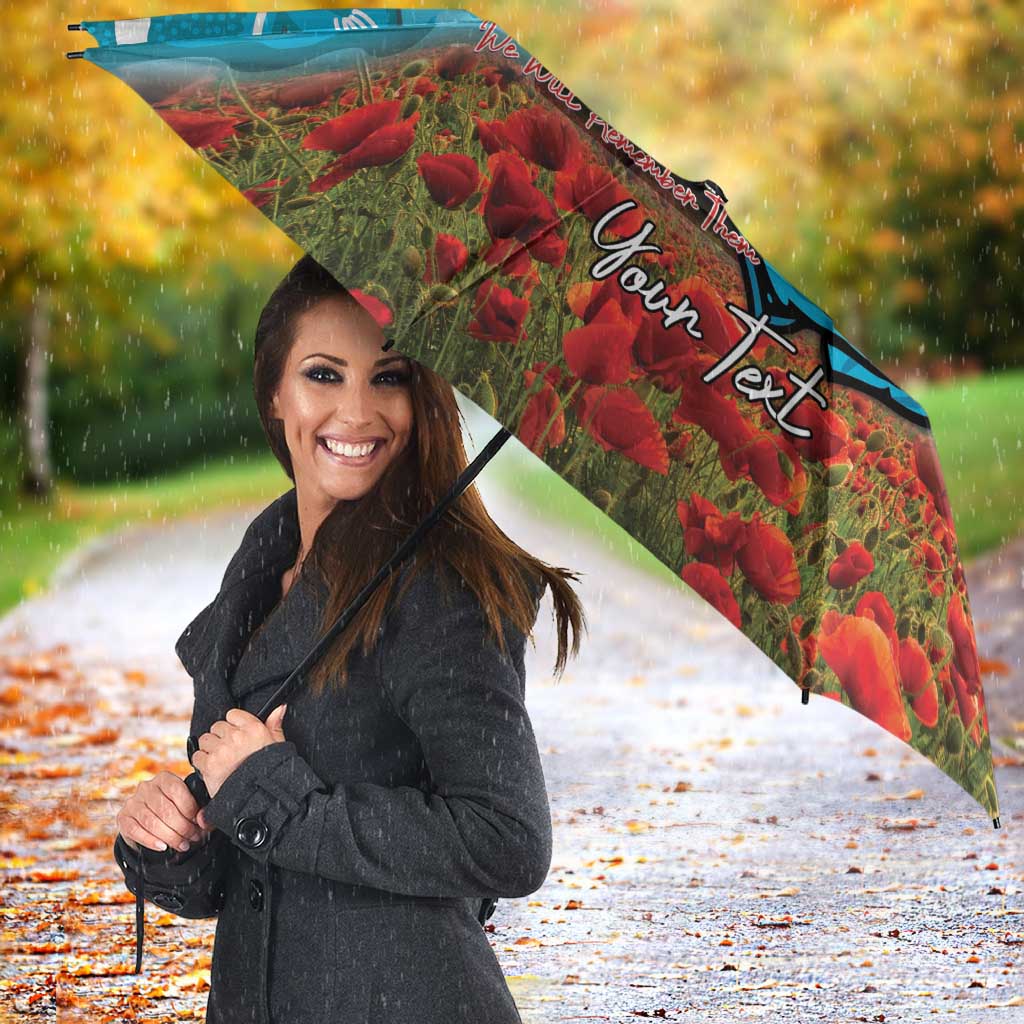 Personalised Sharks Rugby ANZAC Day Umbrella Last Post Poppy We Will Remember Them
