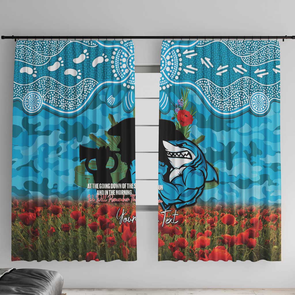 Personalised Sharks Rugby ANZAC Day Window Curtain Last Post Poppy We Will Remember Them