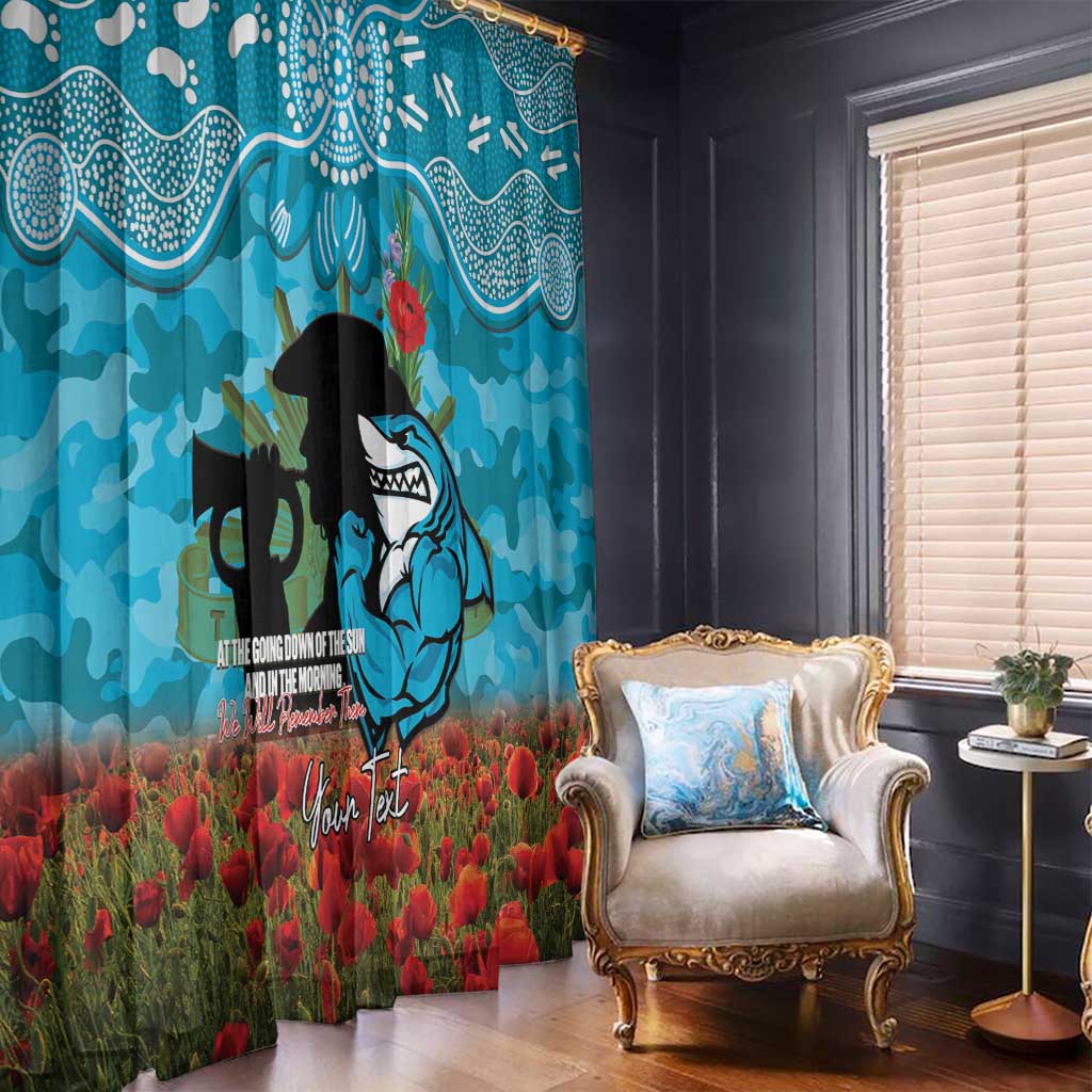 Personalised Sharks Rugby ANZAC Day Window Curtain Last Post Poppy We Will Remember Them