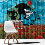 Personalised Sharks Rugby ANZAC Day Window Curtain Last Post Poppy We Will Remember Them