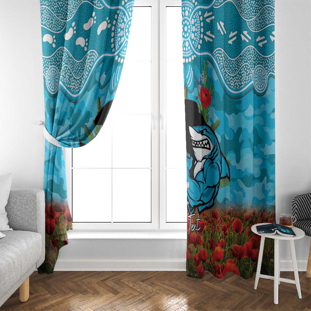 Personalised Sharks Rugby ANZAC Day Window Curtain Last Post Poppy We Will Remember Them