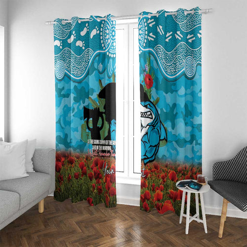 Personalised Sharks Rugby ANZAC Day Window Curtain Last Post Poppy We Will Remember Them