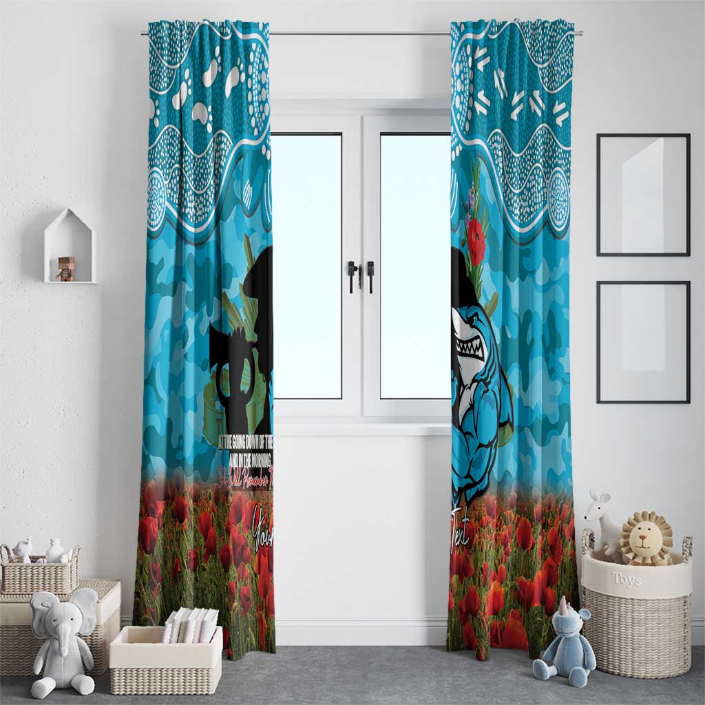 Personalised Sharks Rugby ANZAC Day Window Curtain Last Post Poppy We Will Remember Them