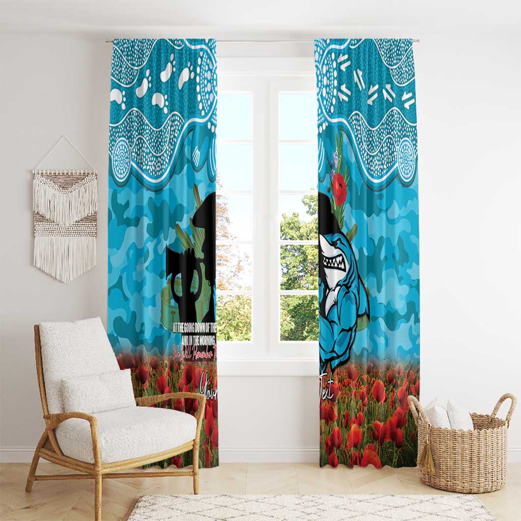 Personalised Sharks Rugby ANZAC Day Window Curtain Last Post Poppy We Will Remember Them