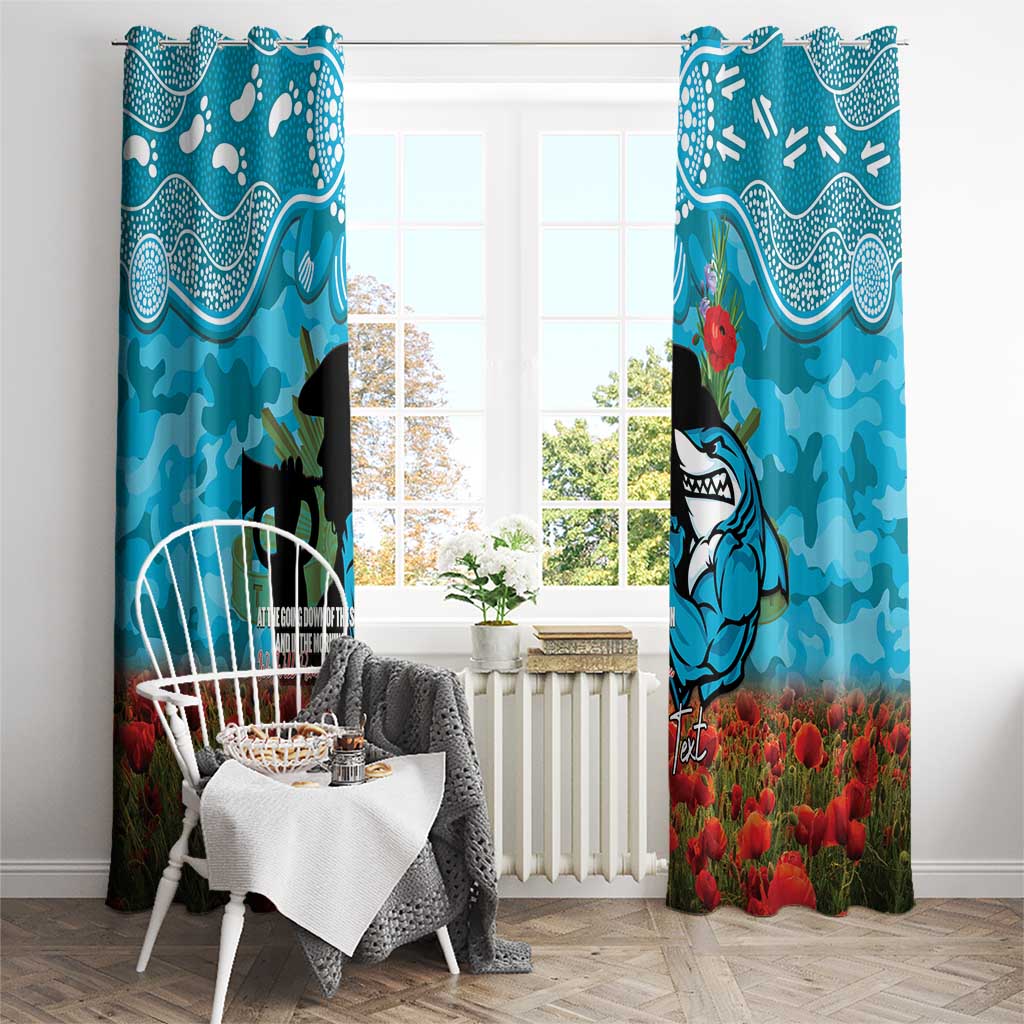 Personalised Sharks Rugby ANZAC Day Window Curtain Last Post Poppy We Will Remember Them