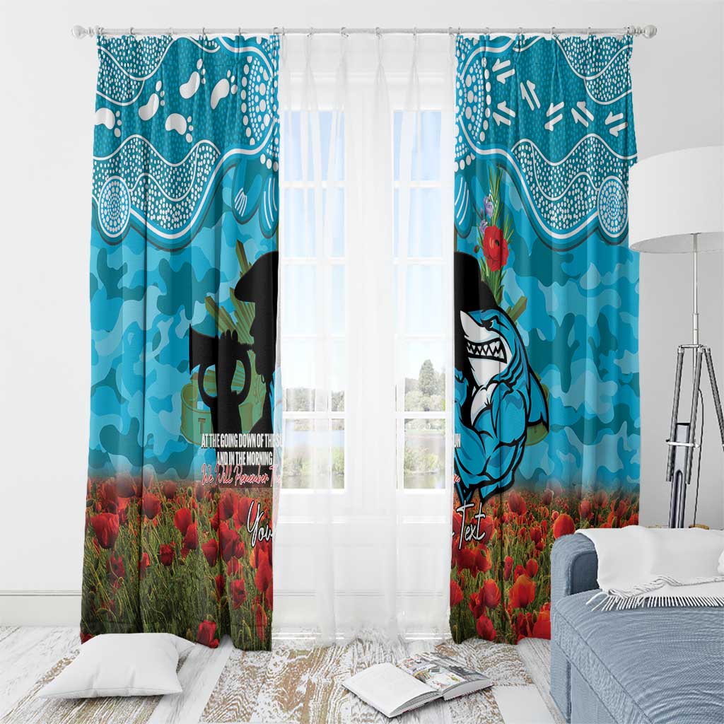 Personalised Sharks Rugby ANZAC Day Window Curtain Last Post Poppy We Will Remember Them