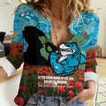 Personalised Sharks Rugby ANZAC Day Women Casual Shirt Last Post Poppy We Will Remember Them