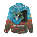 Personalised Sharks Rugby ANZAC Day Women Casual Shirt Last Post Poppy We Will Remember Them