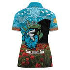 Personalised Sharks Rugby ANZAC Day Women Polo Shirt Last Post Poppy We Will Remember Them